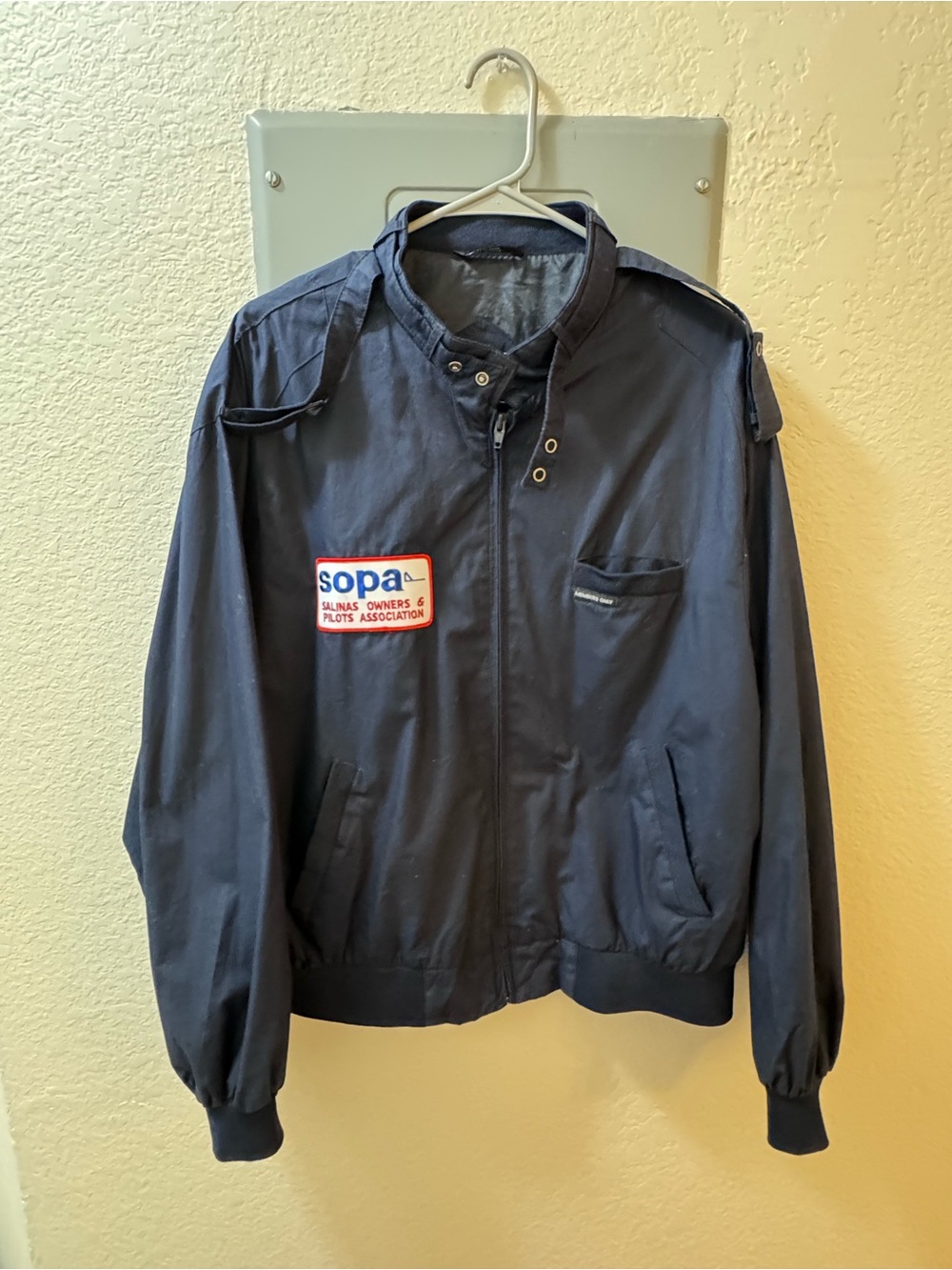 Navy Men's Bomber Jacket with Patch
